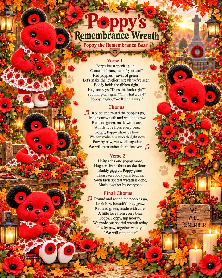 Lyric sheet for Poppy’s Remembrance Wreath