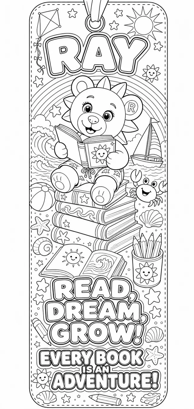 The colour-in version of Ray's bookmark.